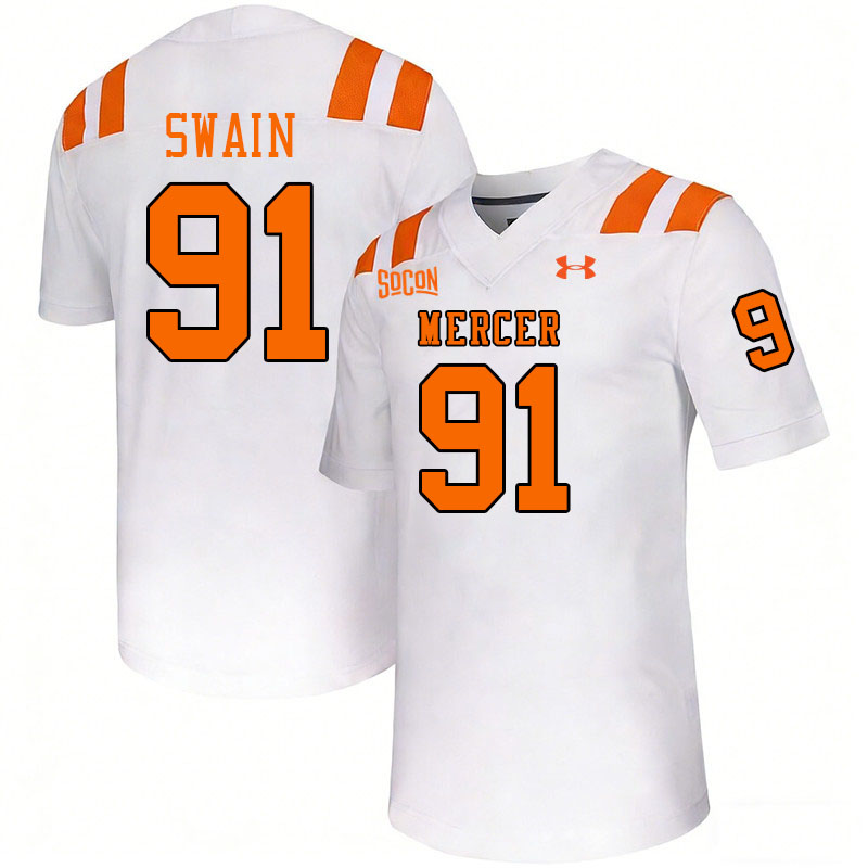 Mercer Bears #91 Jordan Swain College Football Jerseys,Uniforms Stitched-White